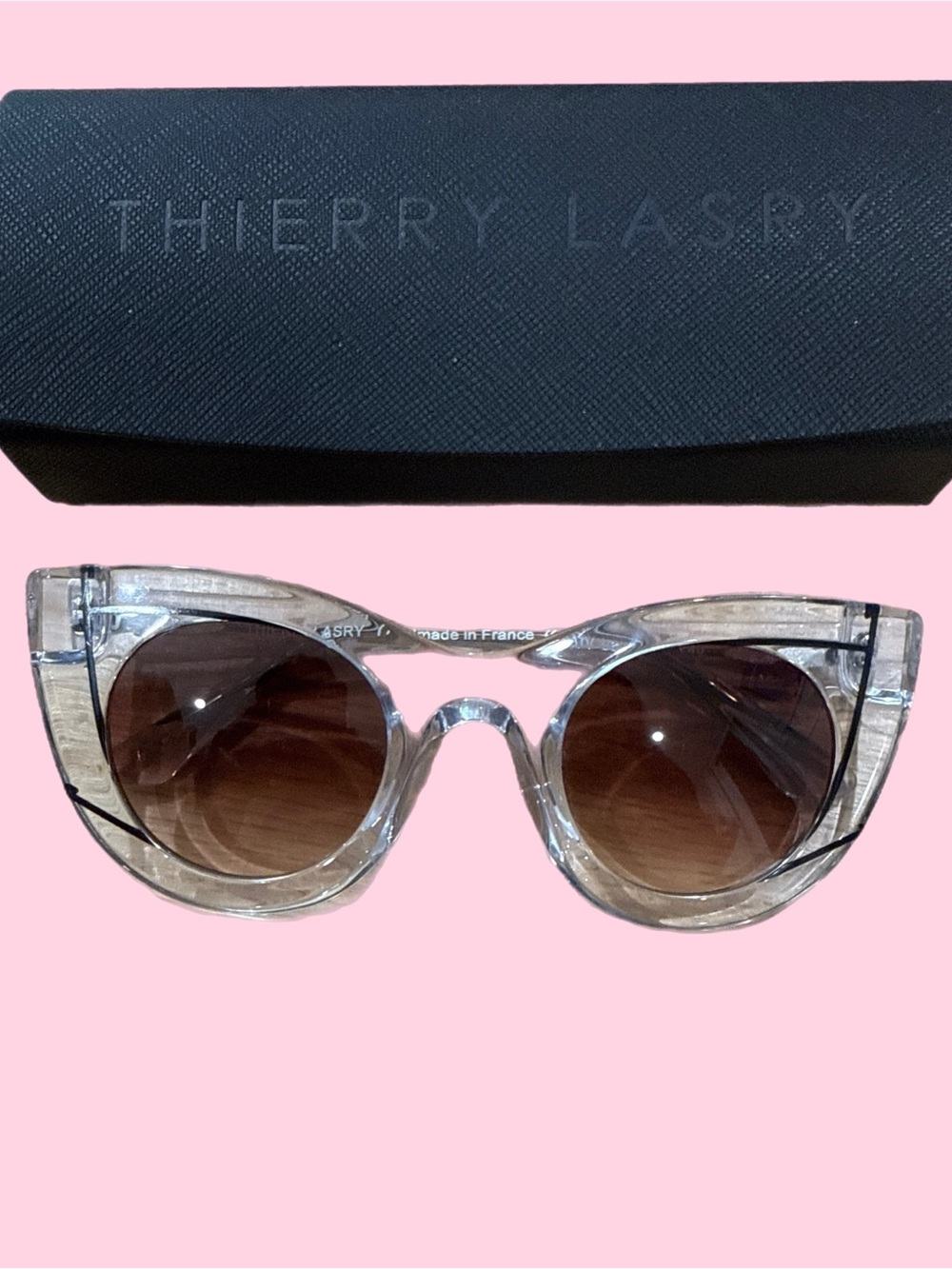 THIERRY LASRY Clear Cat-Eye Sunglasses with Brown Gradient Lenses